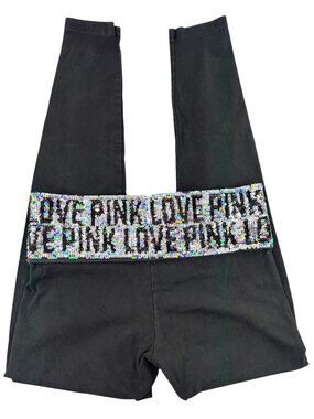 Rare Y2K VS PINK Sequin Foldover Leggings